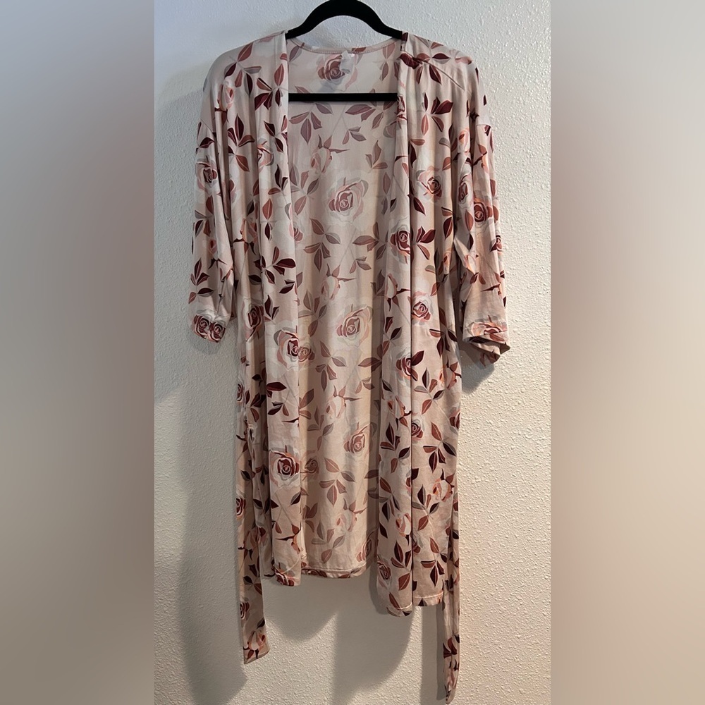 FLORA Pink Floral Print Women's Robe Size Medium